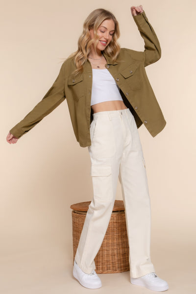 Button Down Cotton Denim Shirt
