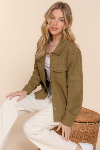 Button Down Cotton Denim Shirt