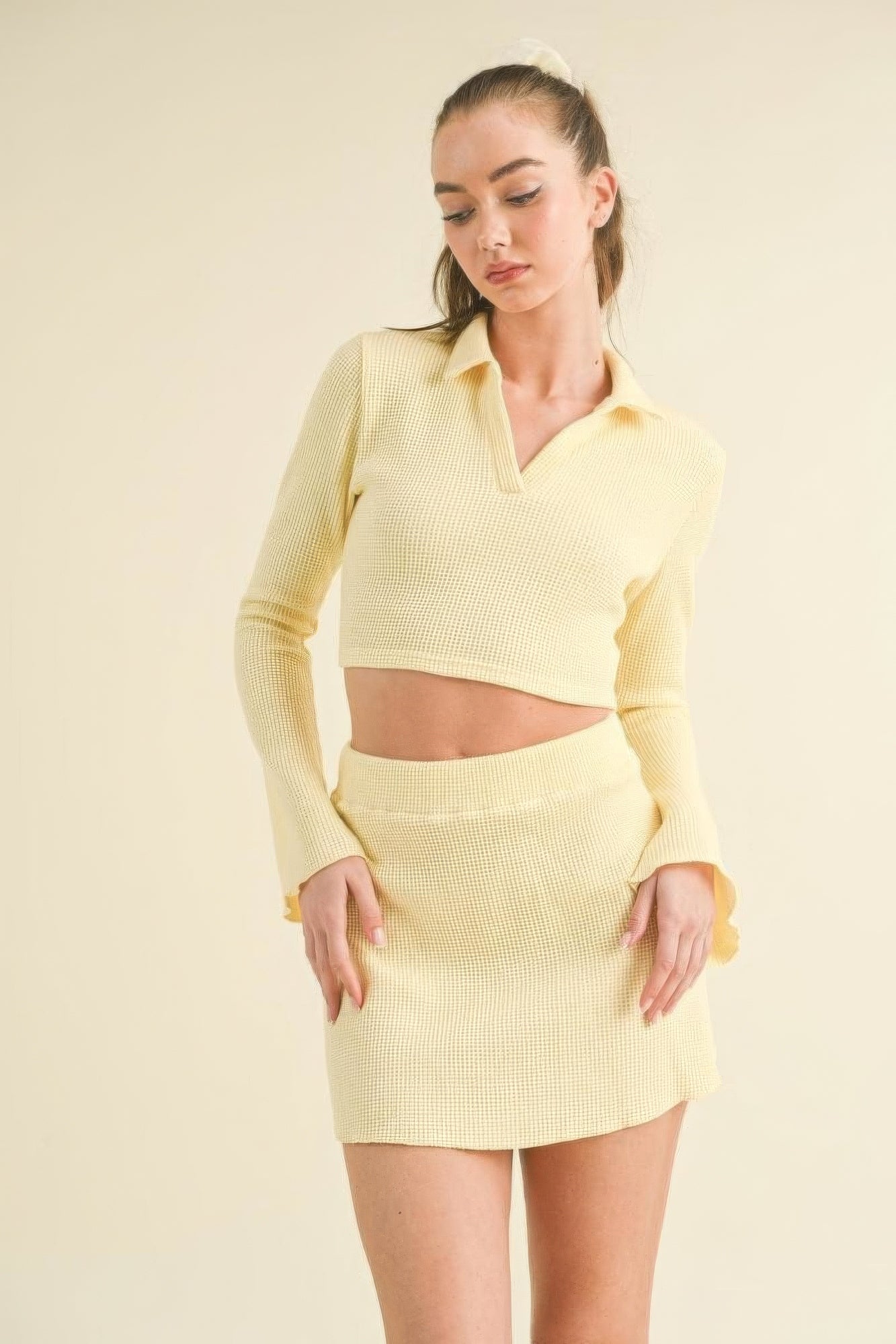 Bell Sleeve Top And Tennis Skirt Set