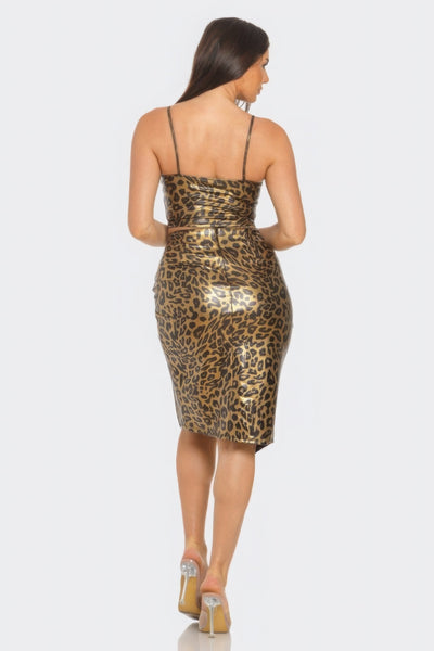 Cheetah Foil Wrap Skirt Set