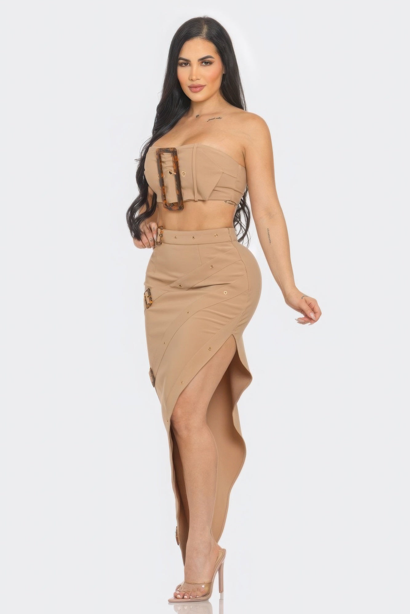 Front Eyelet Top And Skirt Set