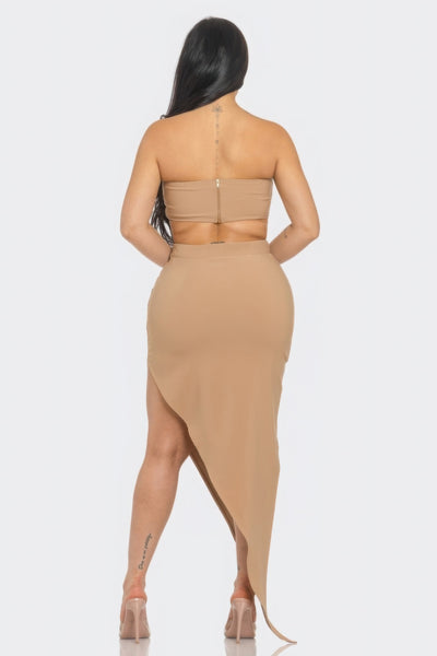 Front Eyelet Top And Skirt Set