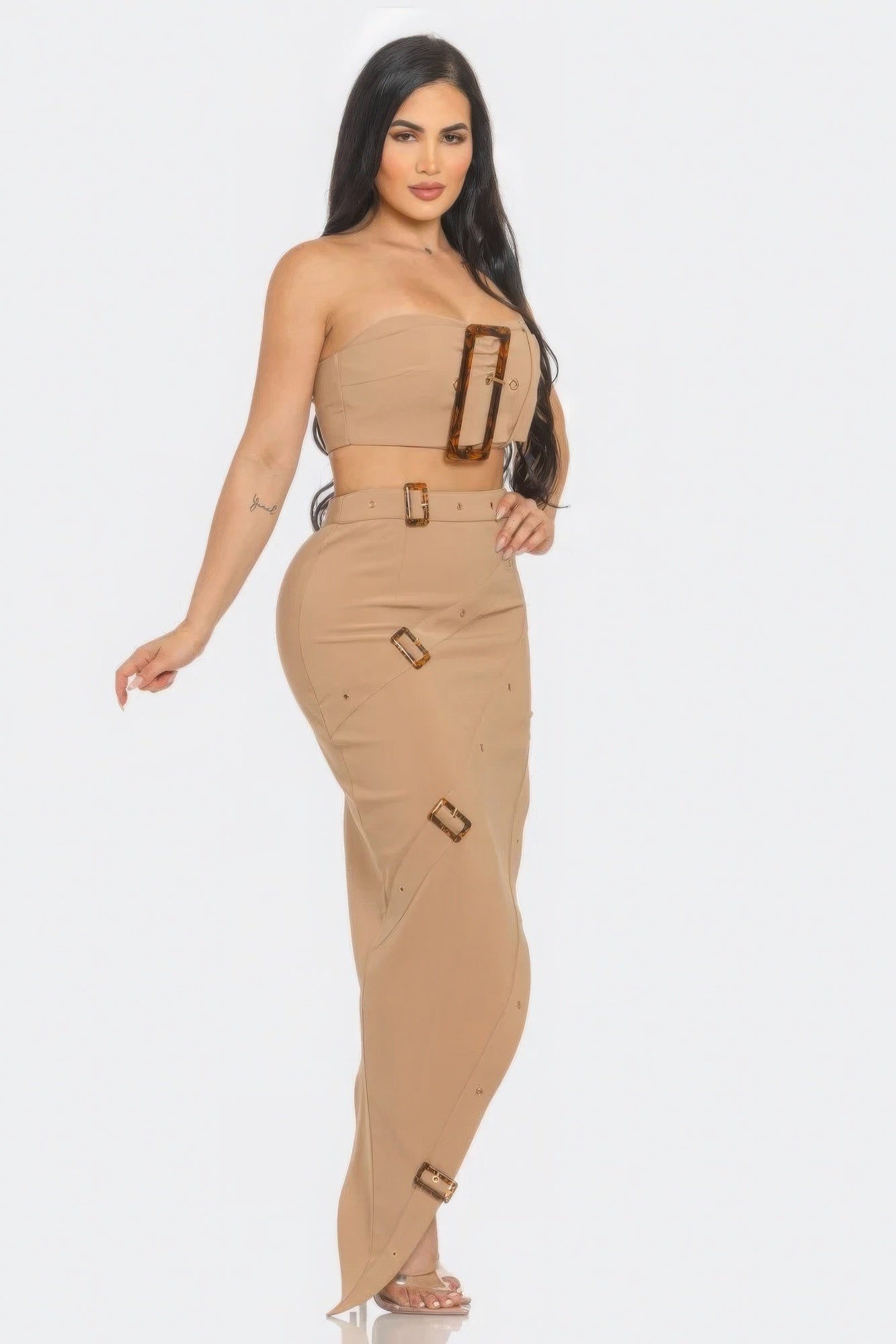 Front Eyelet Top And Skirt Set