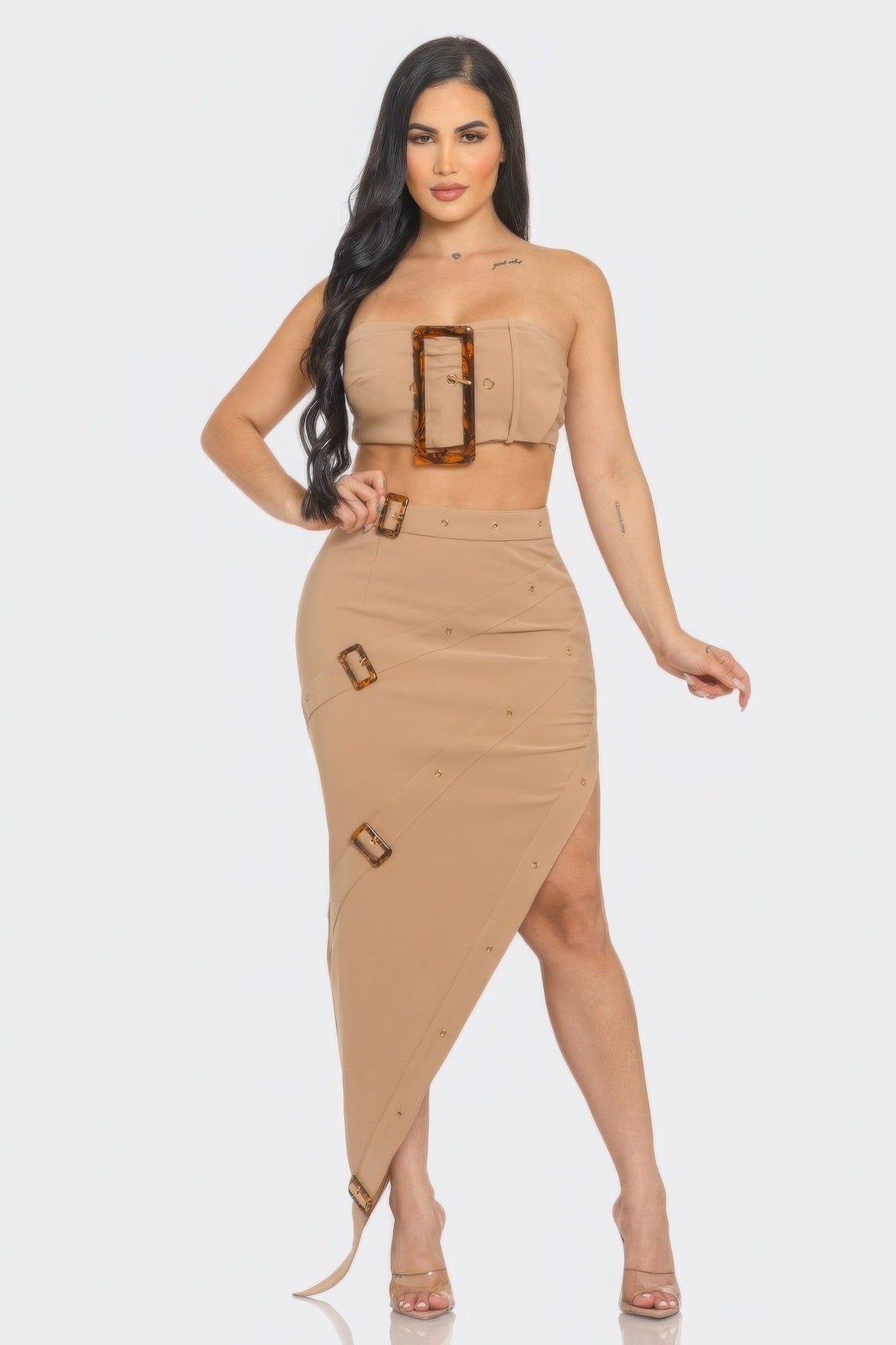 Front Eyelet Top And Skirt Set