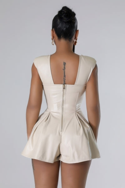 Leather Cross Flare Romper