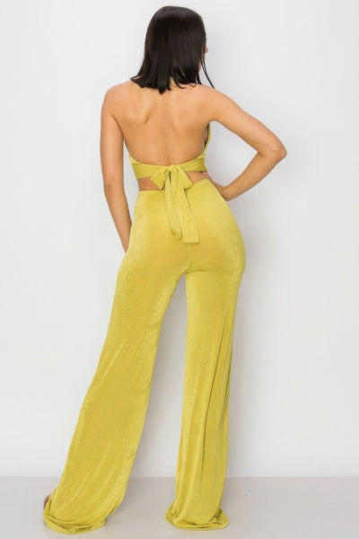 Cassie Wide Leg Halter Jumpsuit