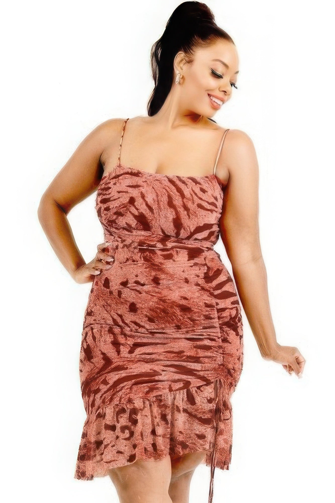 Plus animal print cami ruffle dress