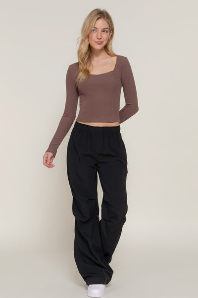 Long sleeve sweetheart knit top