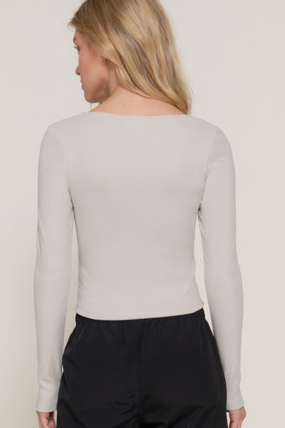 Long sleeve sweetheart knit top
