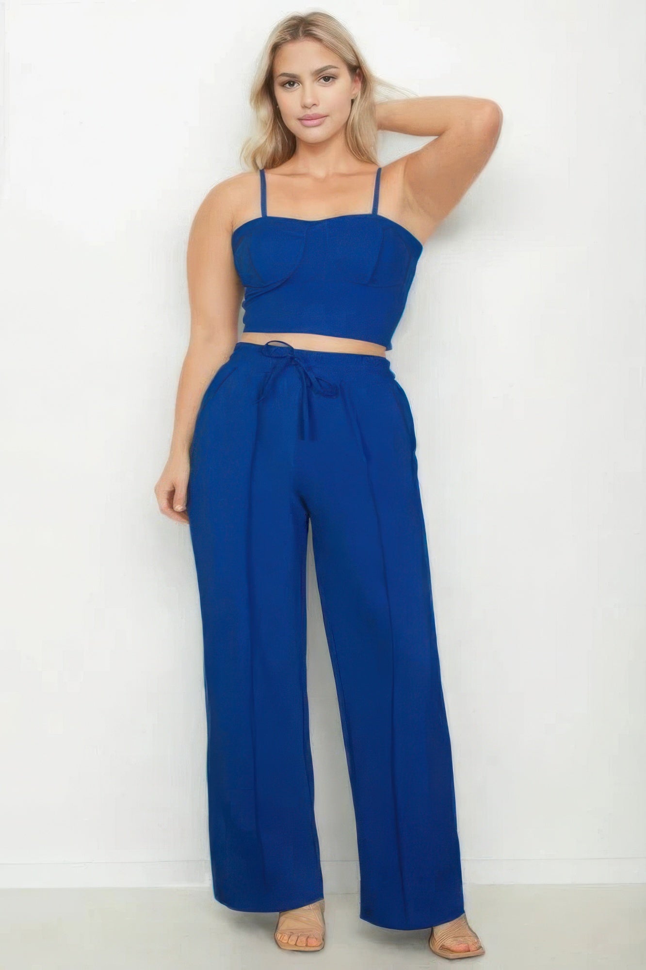 Plus Bustier Crop Cami Top &  Pants Set