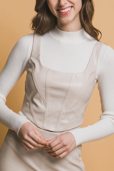 Faux leather corset top