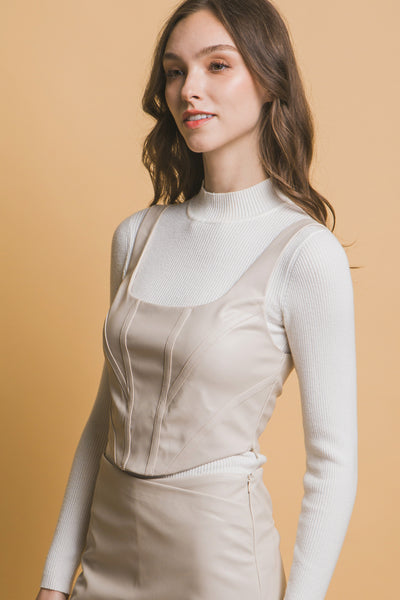 Faux leather corset top