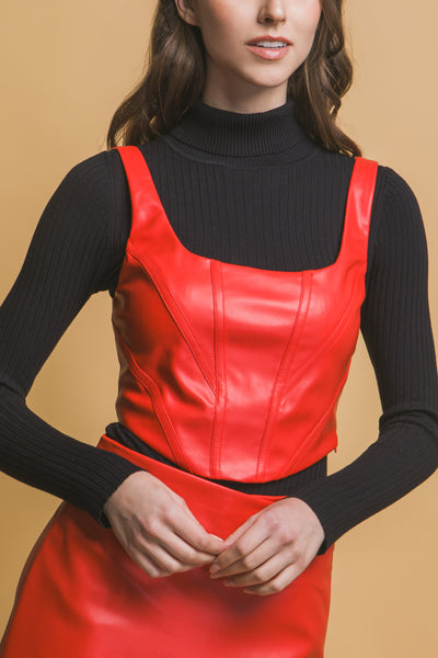 Faux leather corset top