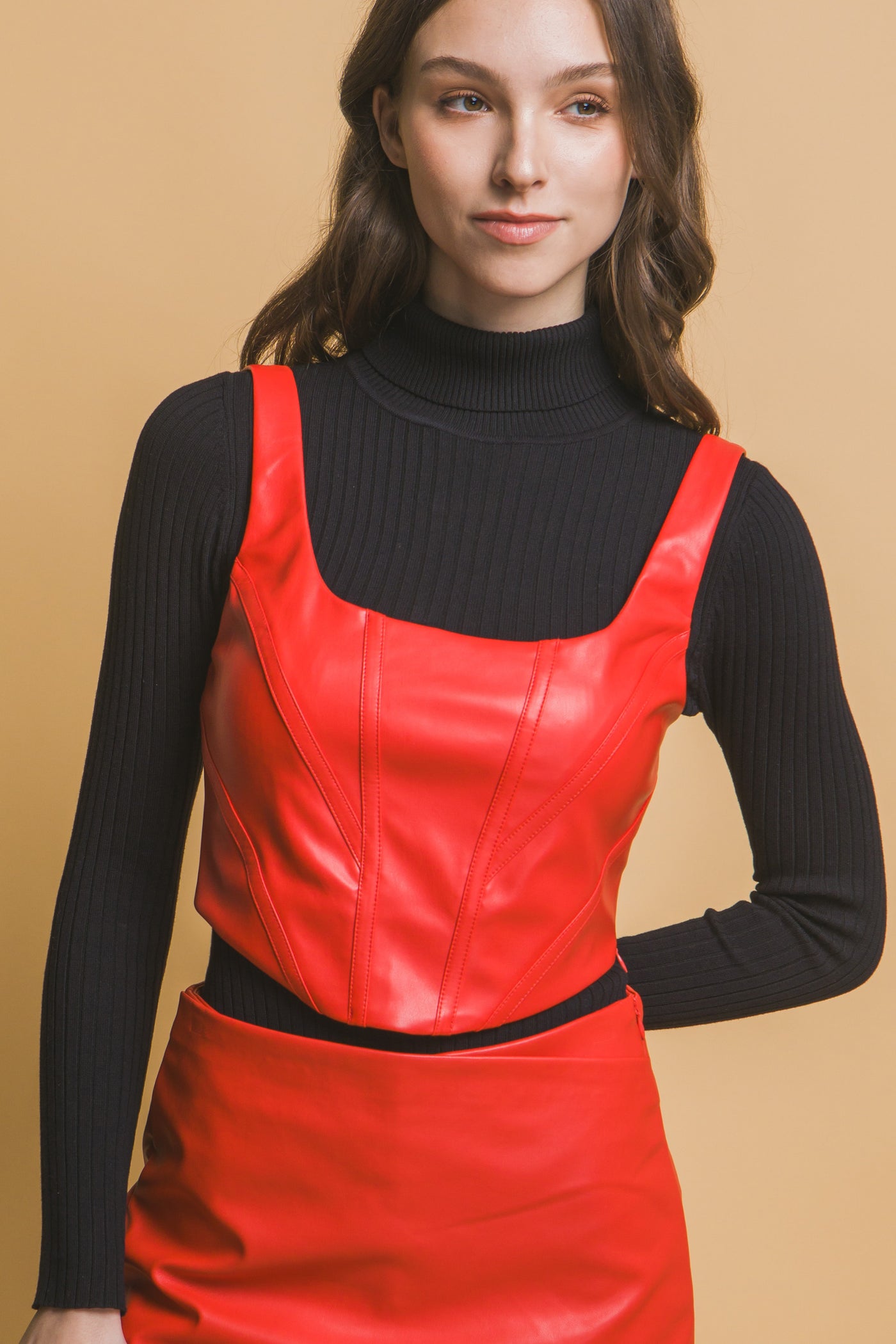 Faux leather corset top
