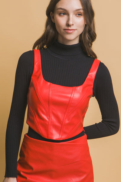 Faux leather corset top