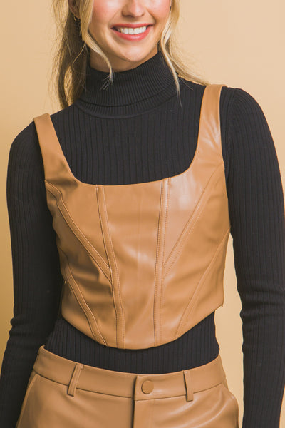 Faux leather corset top