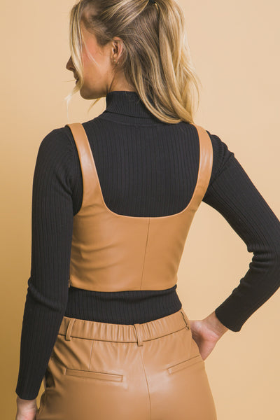 Faux leather corset top