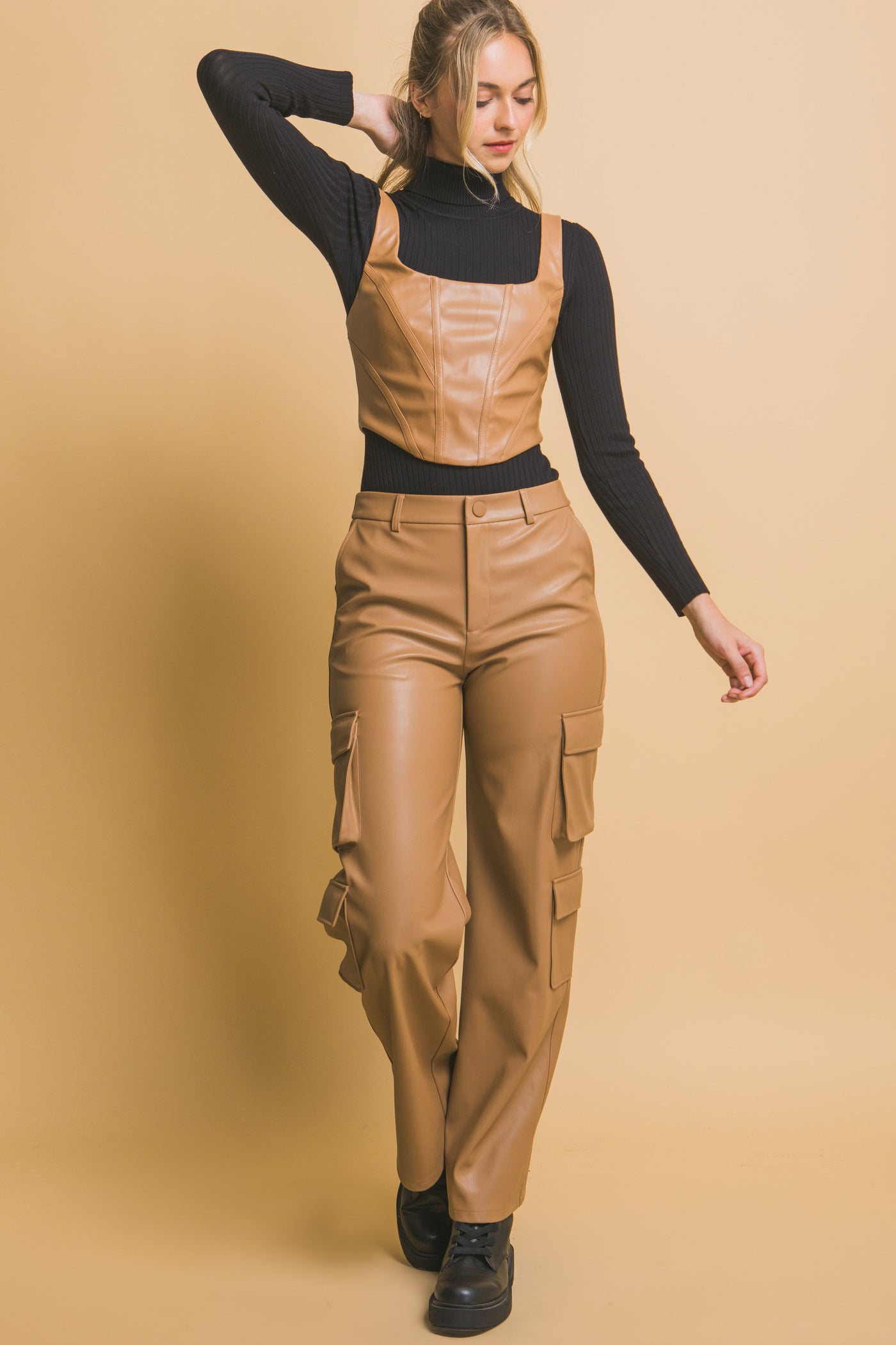 Faux leather corset top