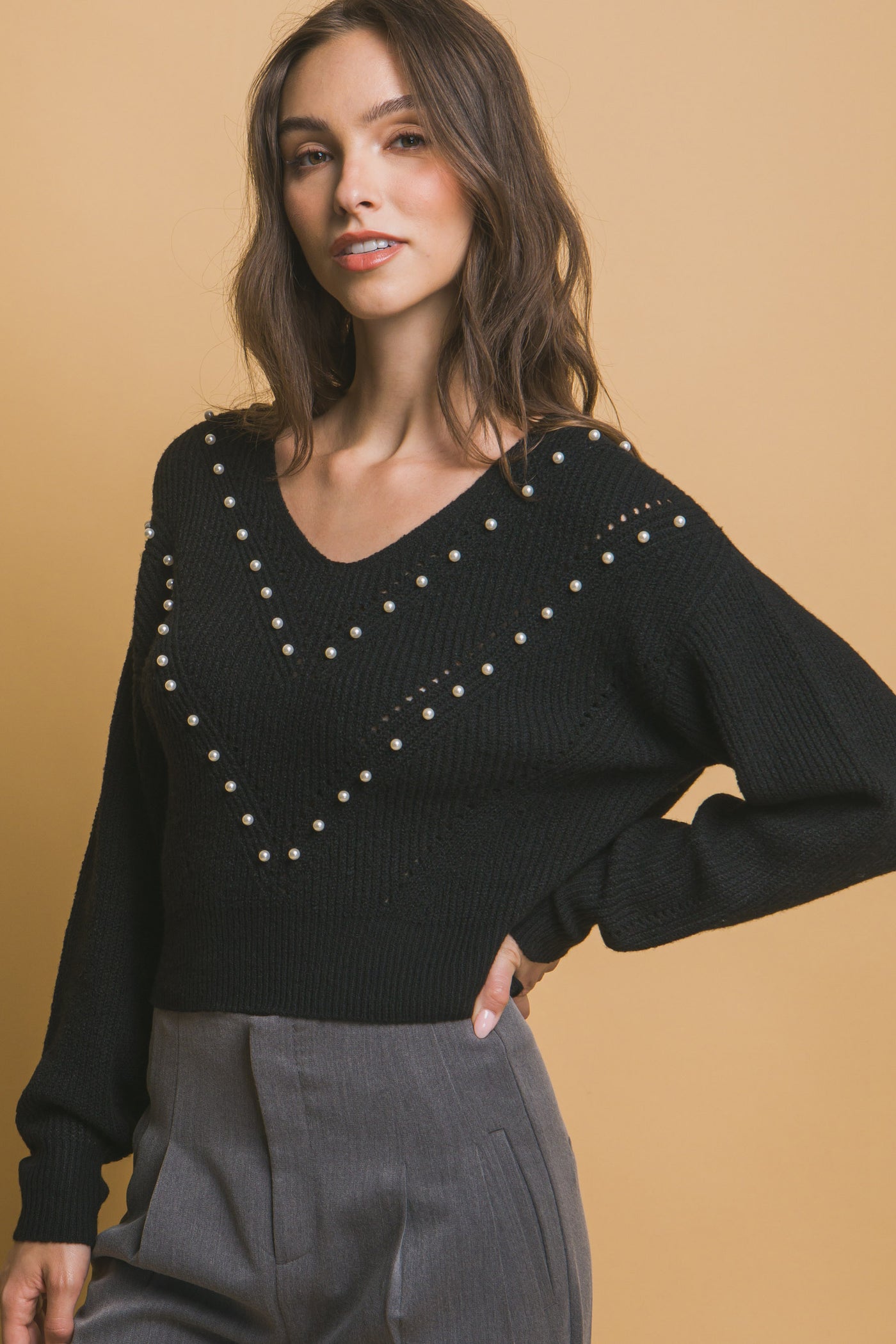 Pearl detail sweater