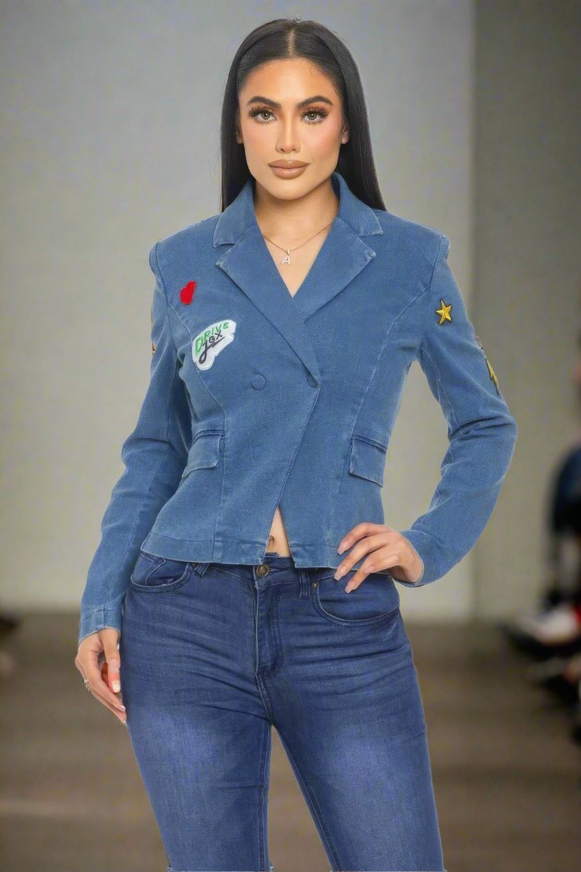 Patch It Up Denim Blazer Jacket