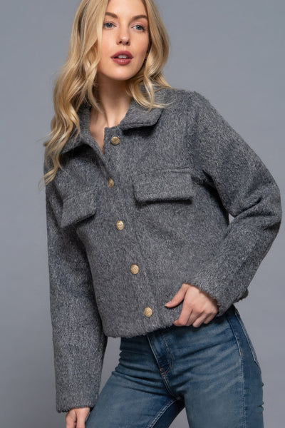 Teddy Fleece Button Jacket