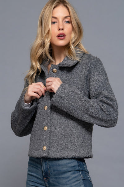 Teddy Fleece Button Jacket