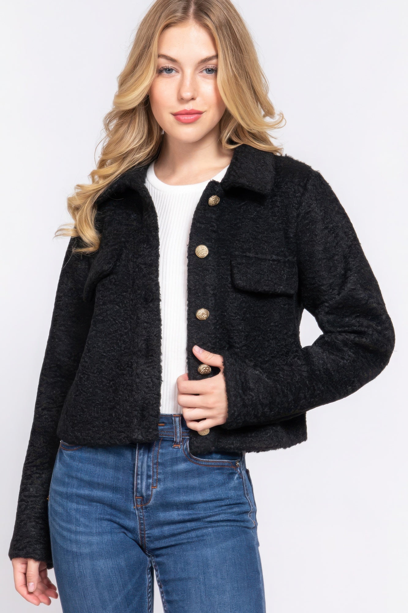 Teddy Fleece Button Jacket