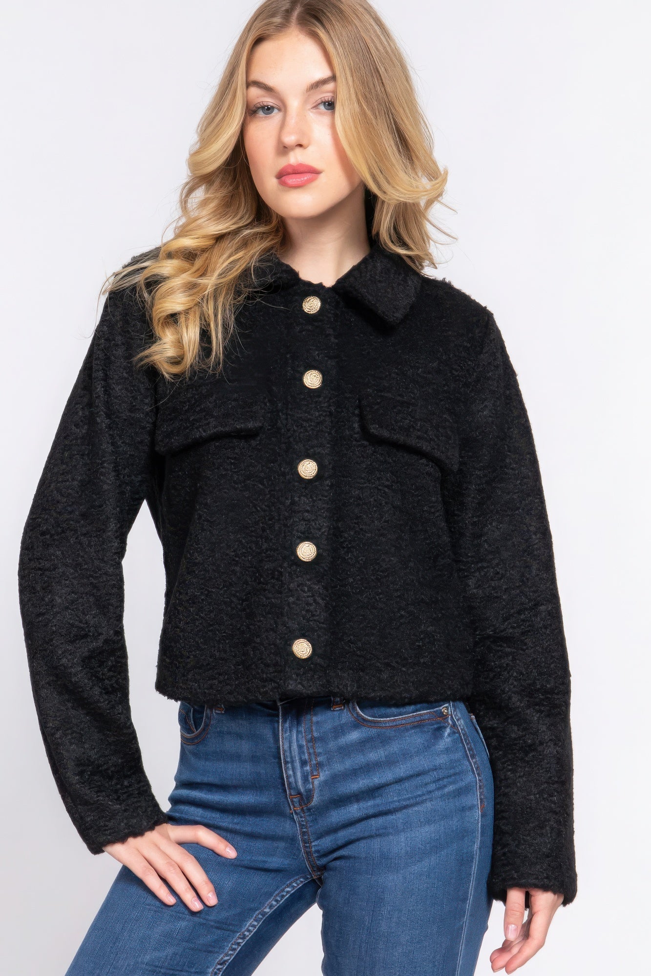 Teddy Fleece Button Jacket