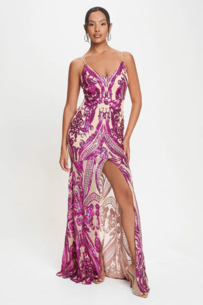 High Fashion Sequins Maxi Dress