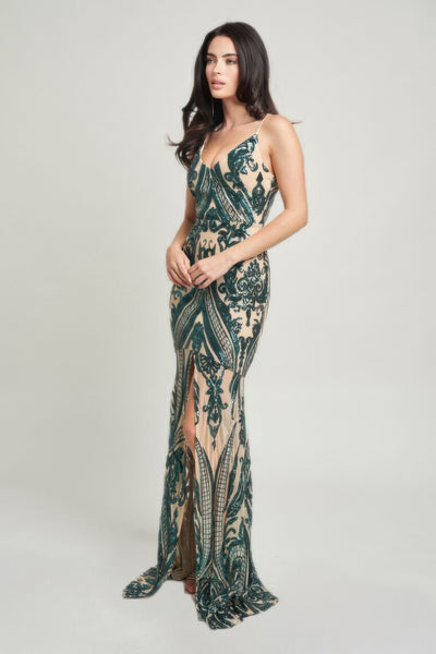 High Fashion Sequins Maxi Dress