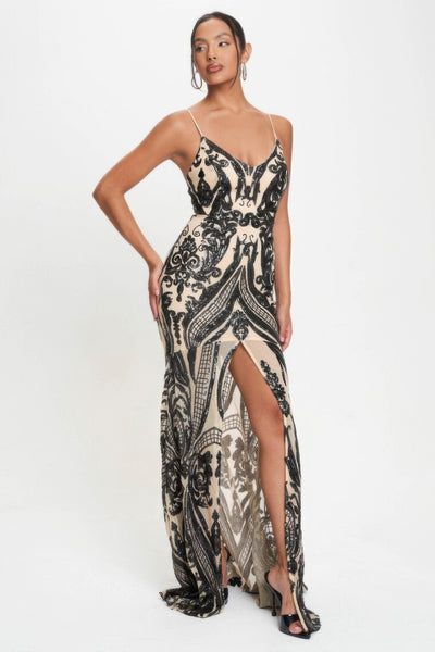 High Fashion Sequins Maxi Dress