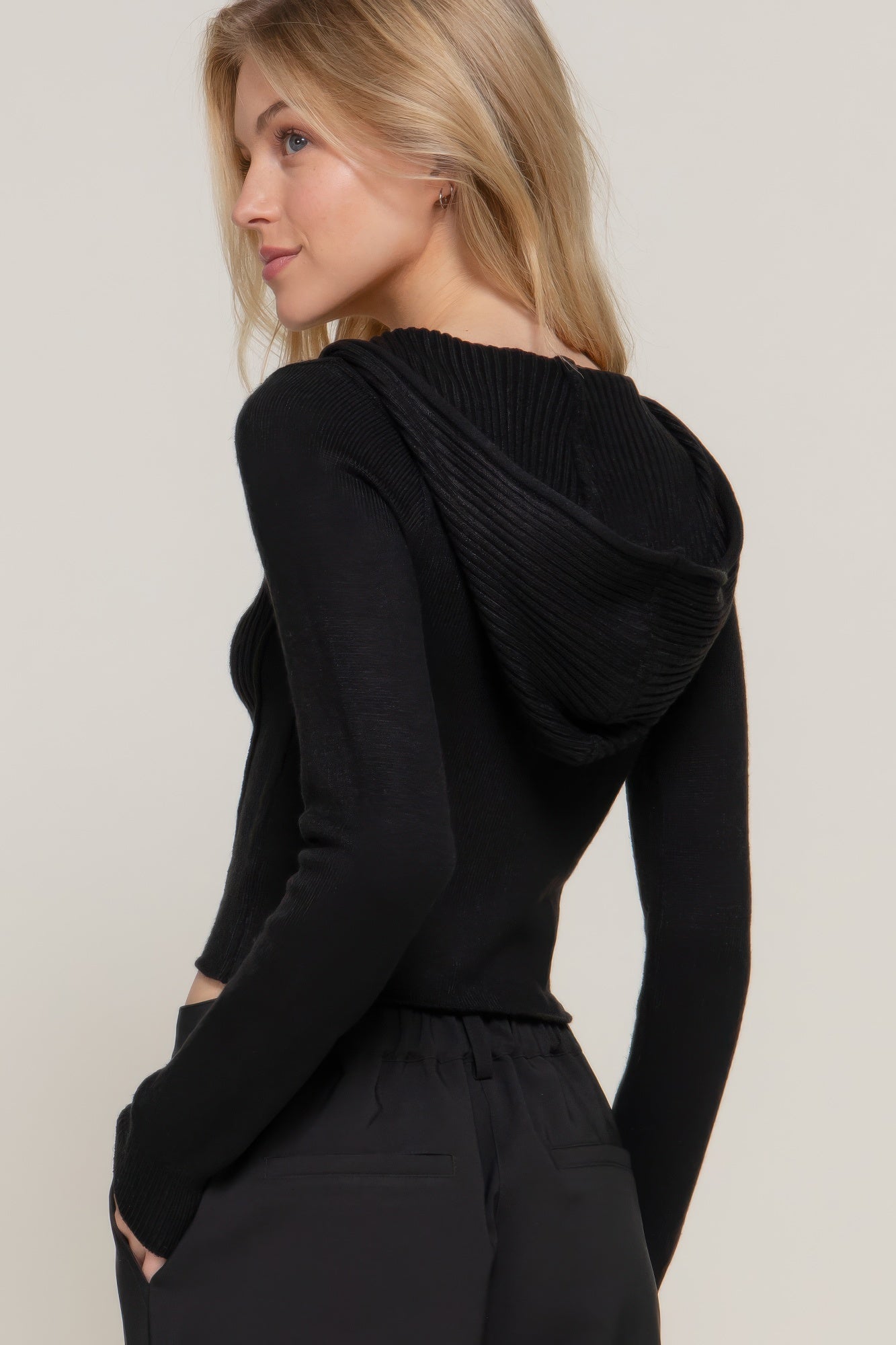 Long sleeve hooded cardigan