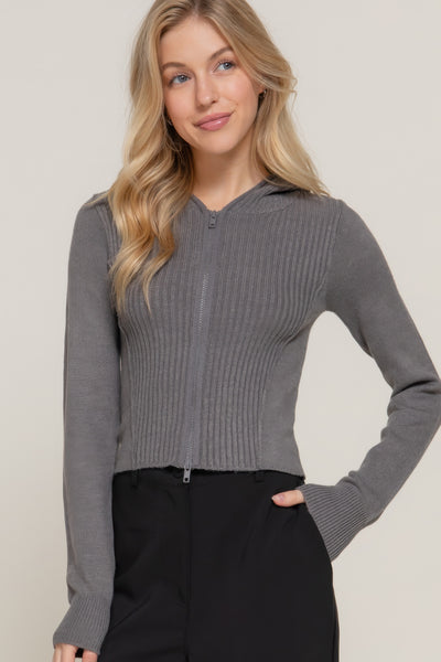 Long sleeve hooded cardigan