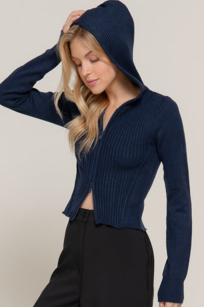 Long sleeve hooded cardigan