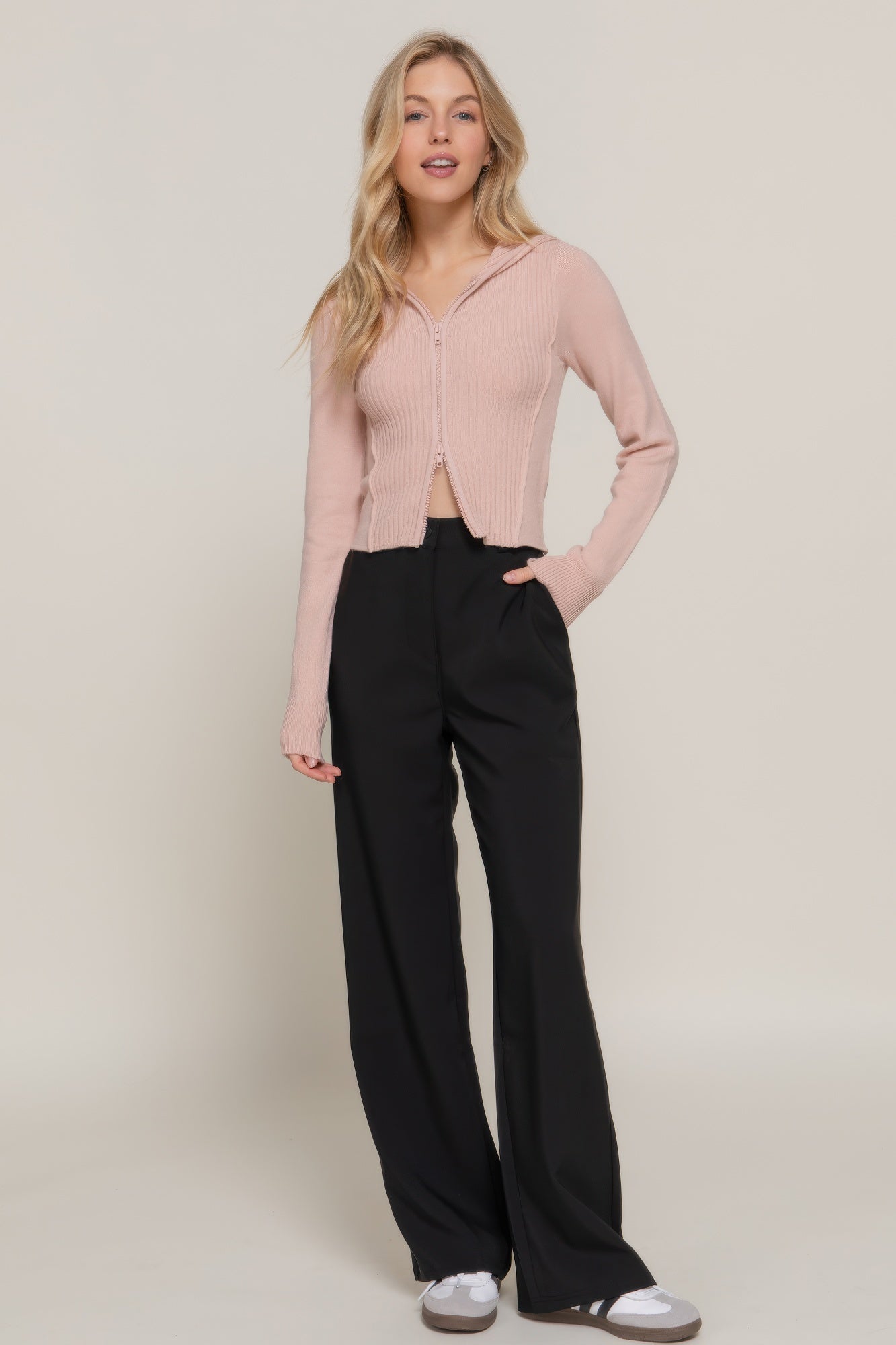 Long sleeve hooded cardigan