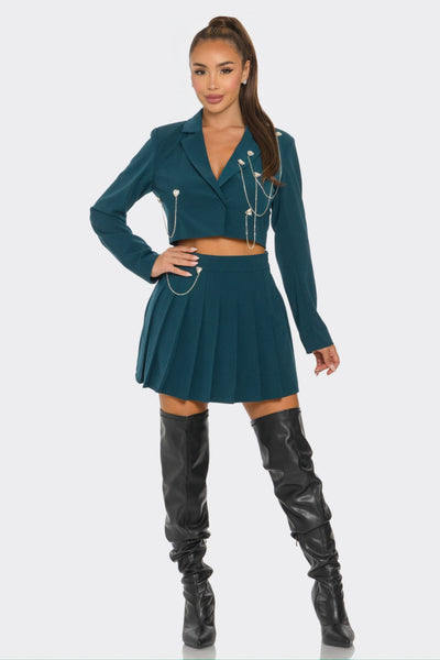 Baddie Pleated Skirt Set