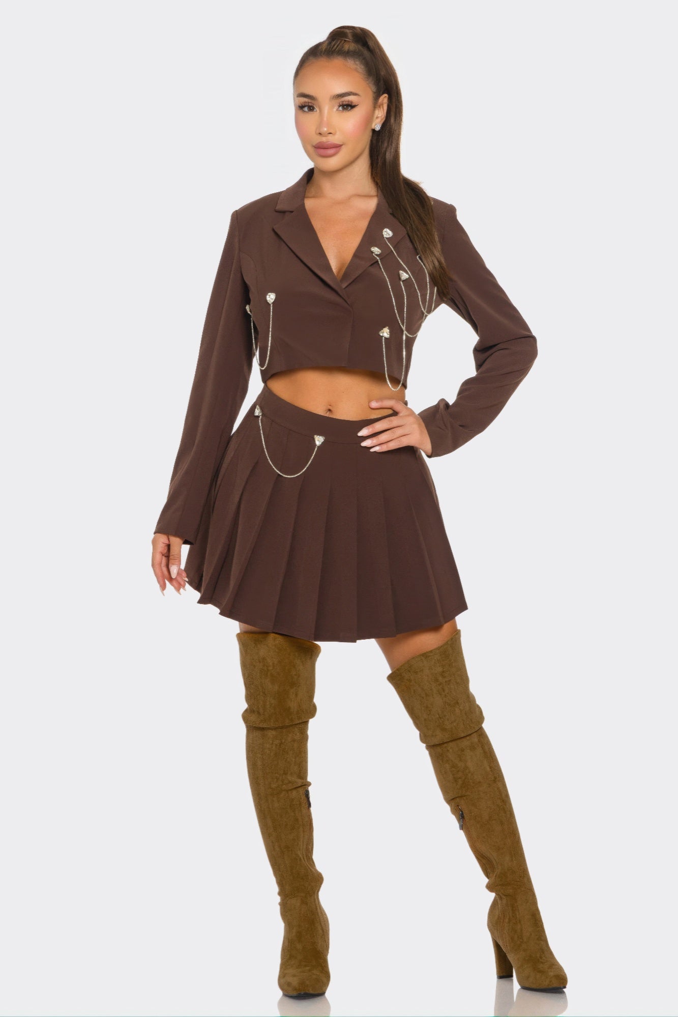 Baddie Pleated Skirt Set