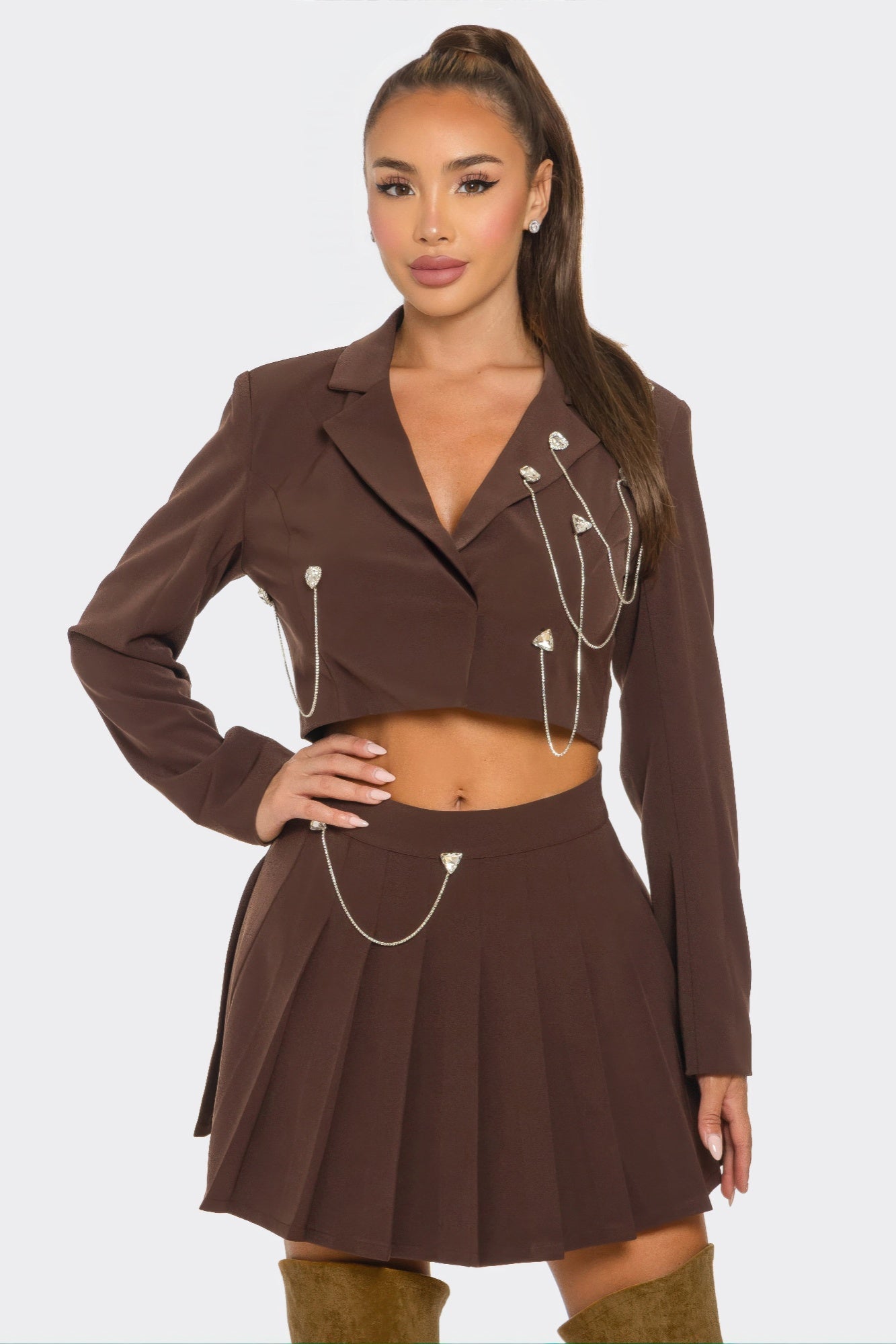 Baddie Pleated Skirt Set
