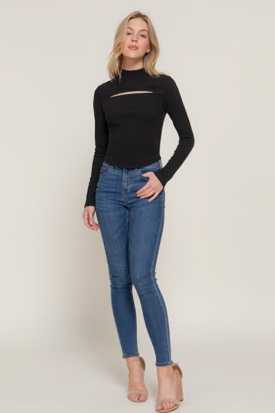 Long sleeve keyhole knit top