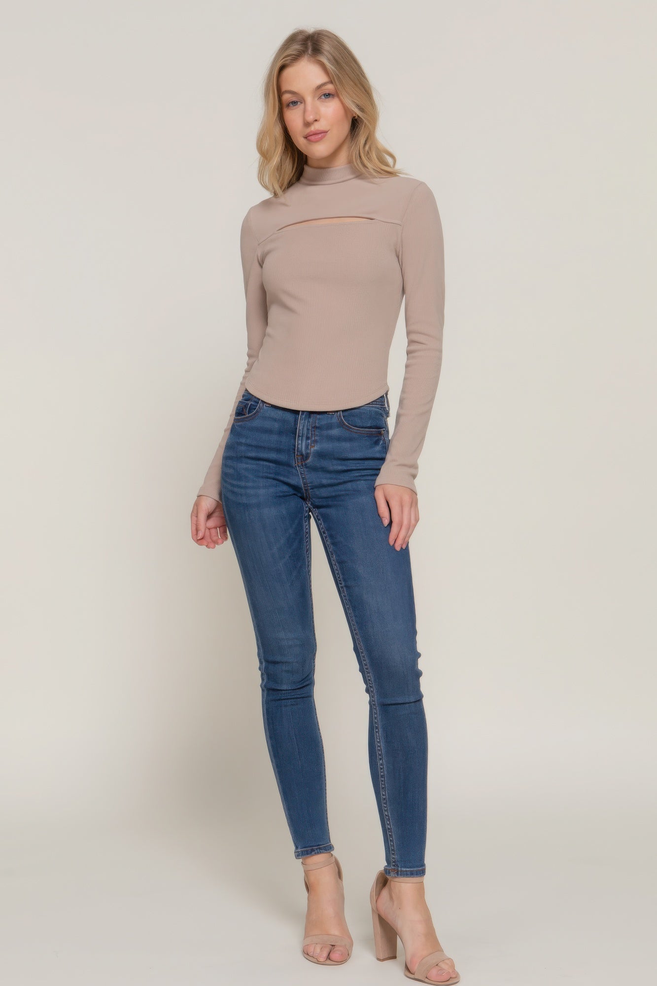 Long sleeve keyhole knit top