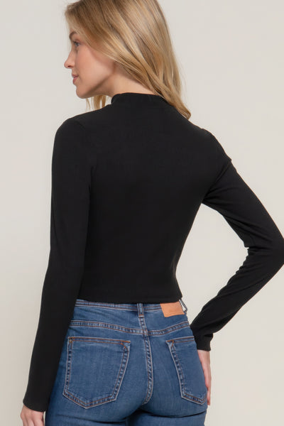 Long sleeve keyhole knit top