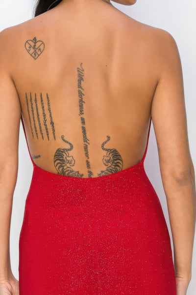 Open Back Halter Maxi Dress
