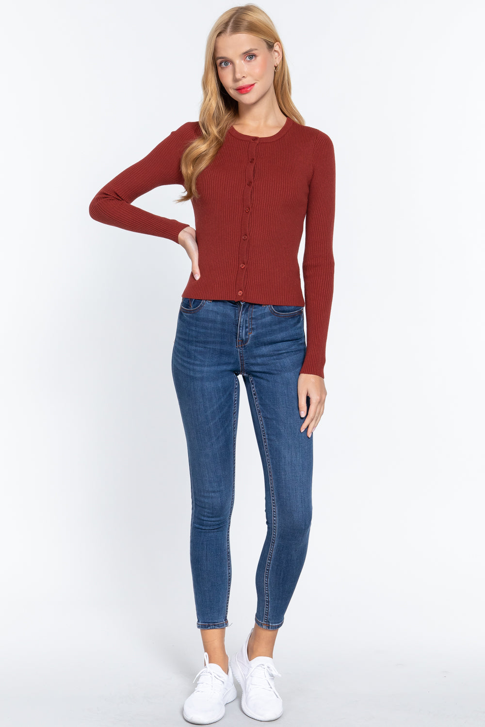 Long Sleeve Crew Neck Cardigan