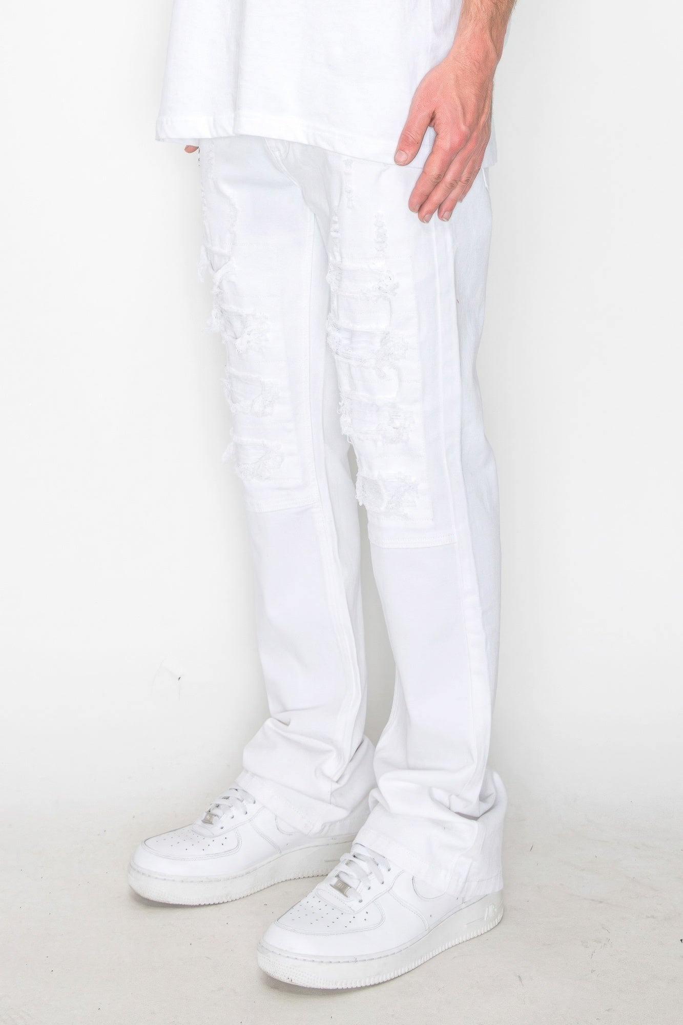 Bootcut Ripped Denim Jeans