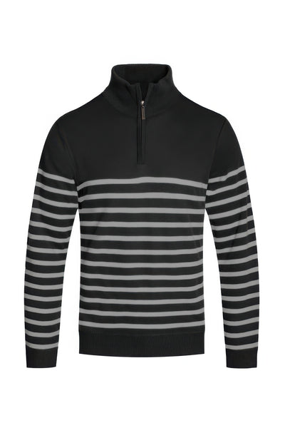 Stripe Quarter Zipper Pullover Sweater