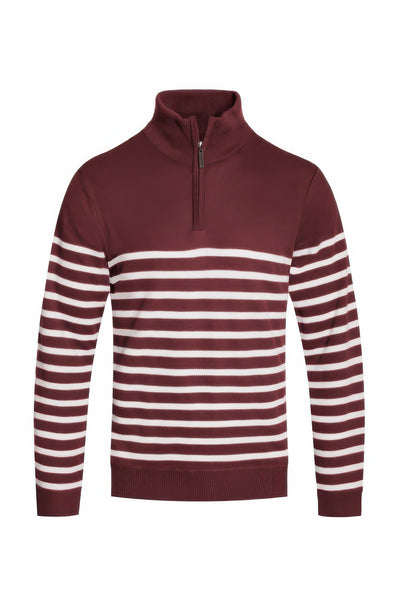 Stripe Quarter Zipper Pullover Sweater