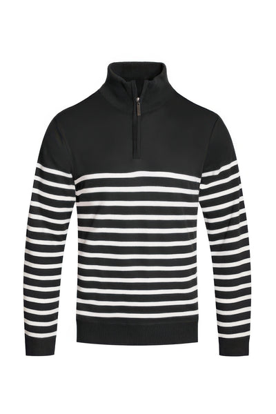 Stripe Quarter Zipper Pullover Sweater