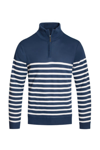 Stripe Quarter Zipper Pullover Sweater