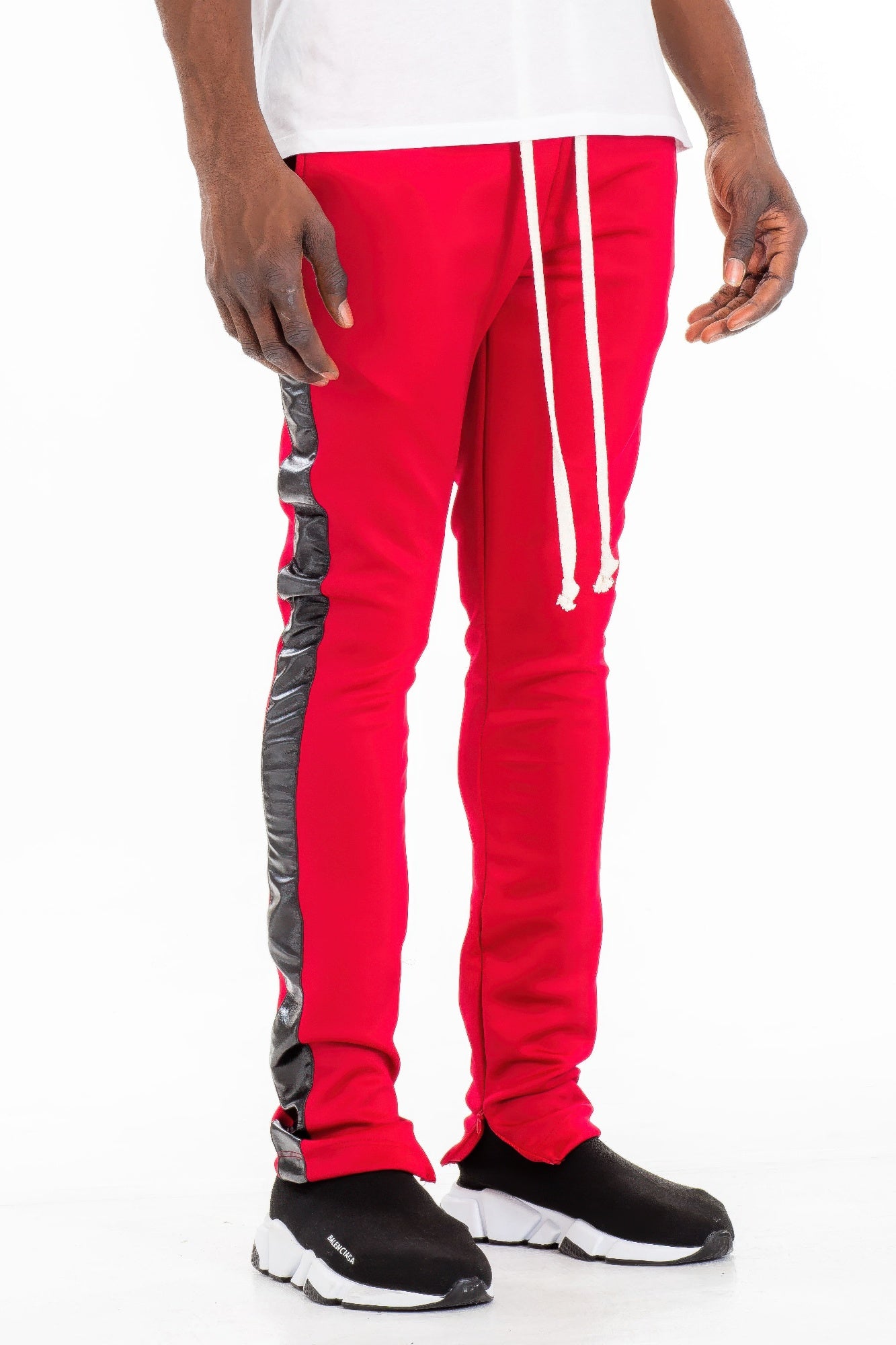 Leather Stripe Track Pants