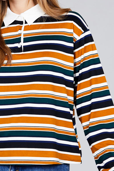 Plus Long Sleeve Multi Striped Top